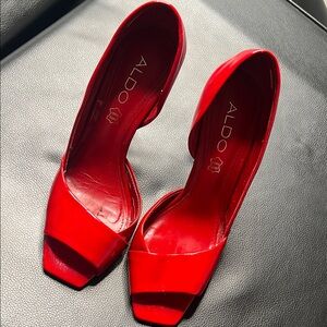 Aldo Bold Red Open-Toe Heels